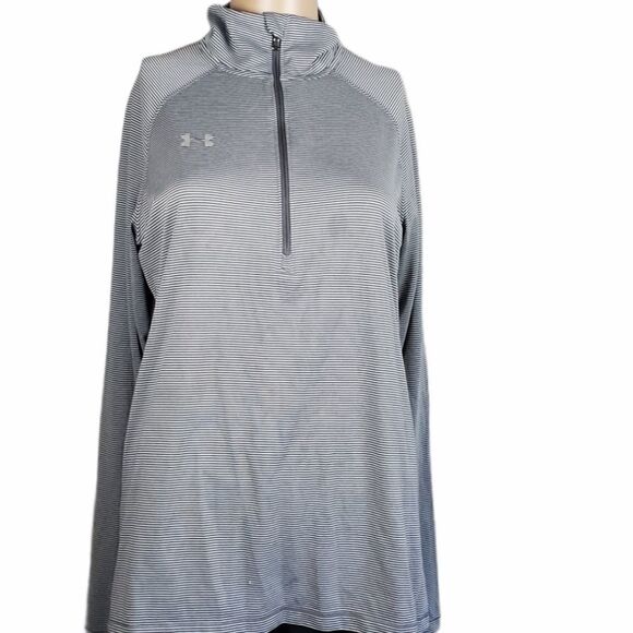 Under Armour Gray & White  3/4 Zip Pullover - Picture 1 of 4